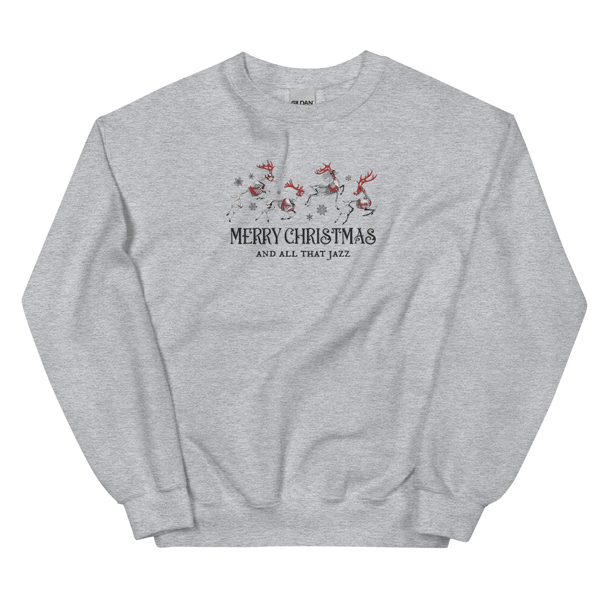 Embroidered Merry Christmas And All That Jazz Skeleton Dead Reindeer Sweatshirt