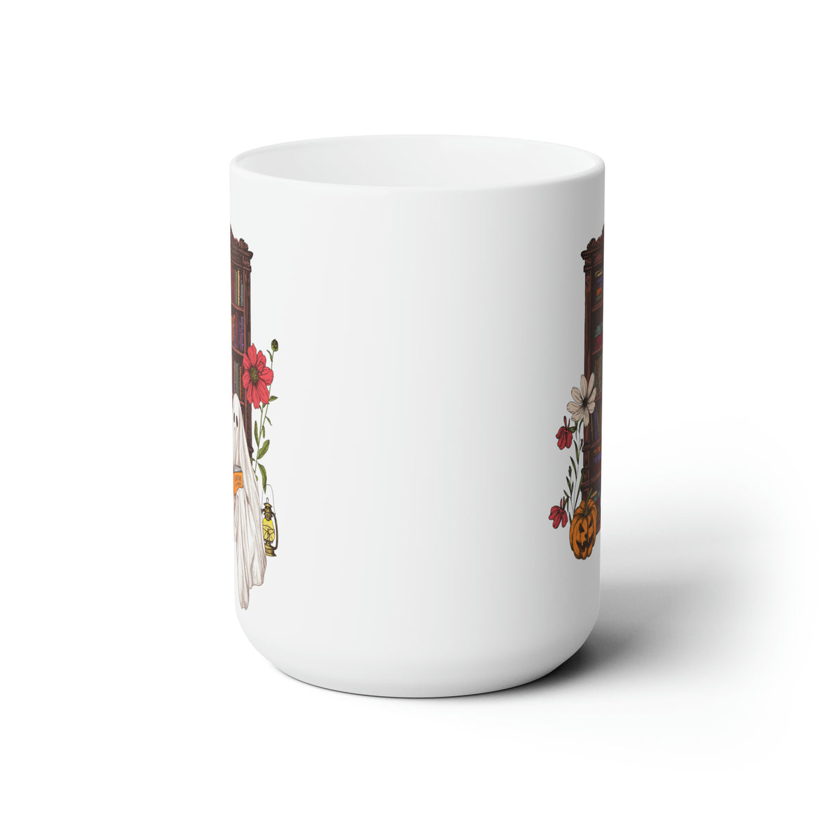 Haunting For Dummies: Ghost Reading A Book In A Haunted Library Vintage Illustrated Mug