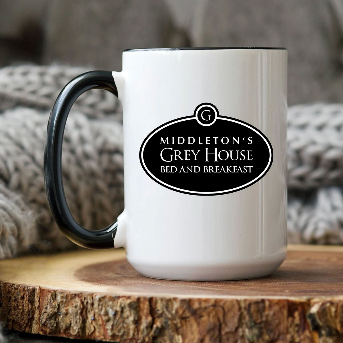 Hallmark-Inspired Good Witch Grey House Bed And Breakfast Logo Two-Tone Mug, 15oz