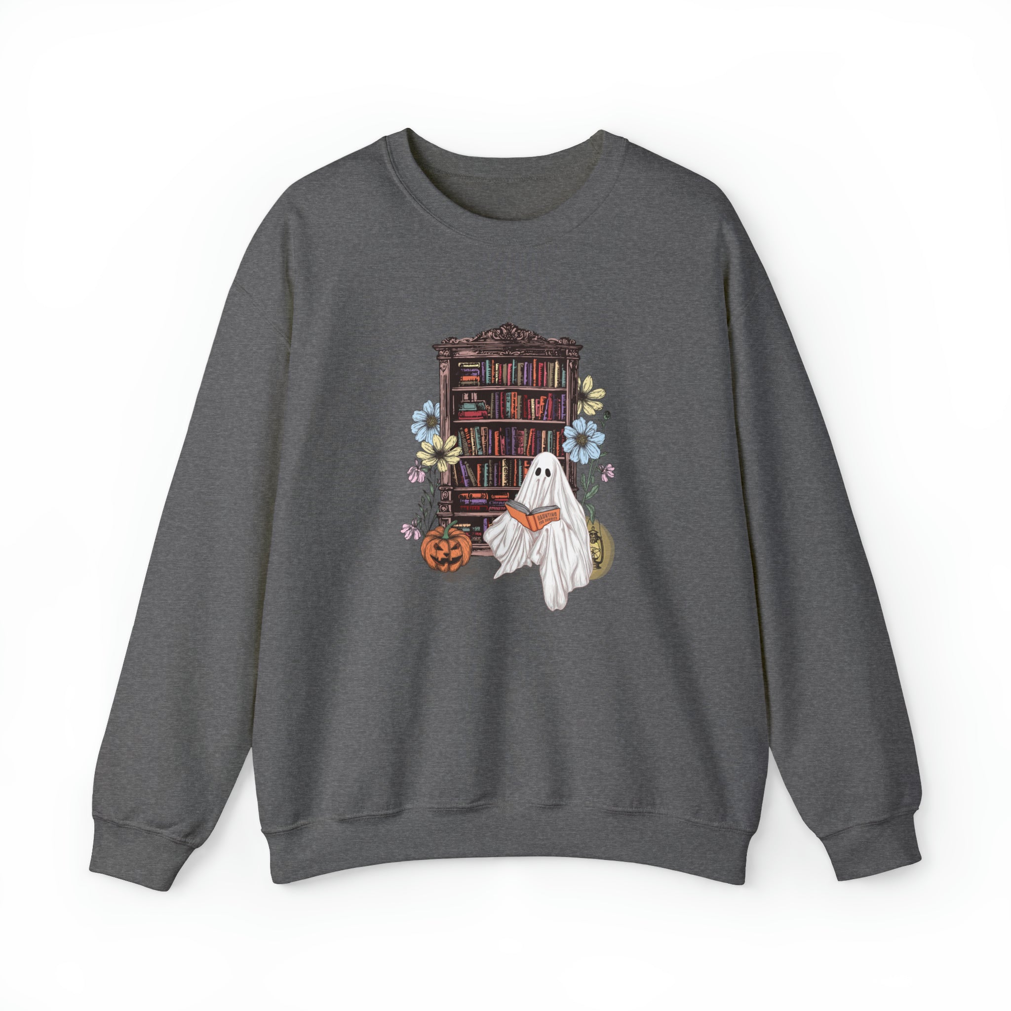 Haunting For Dummies: Ghost Reading A Book In A Haunted Library Vintage Illustrated Sweatshirt