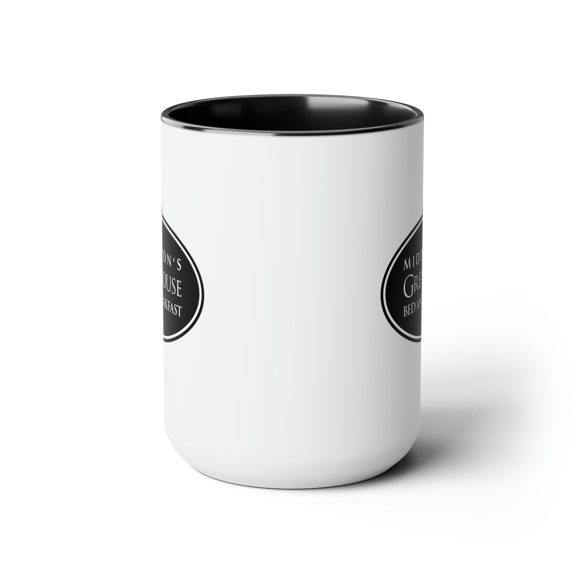 Hallmark-Inspired Good Witch Grey House Bed And Breakfast Logo Two-Tone Mug, 15oz