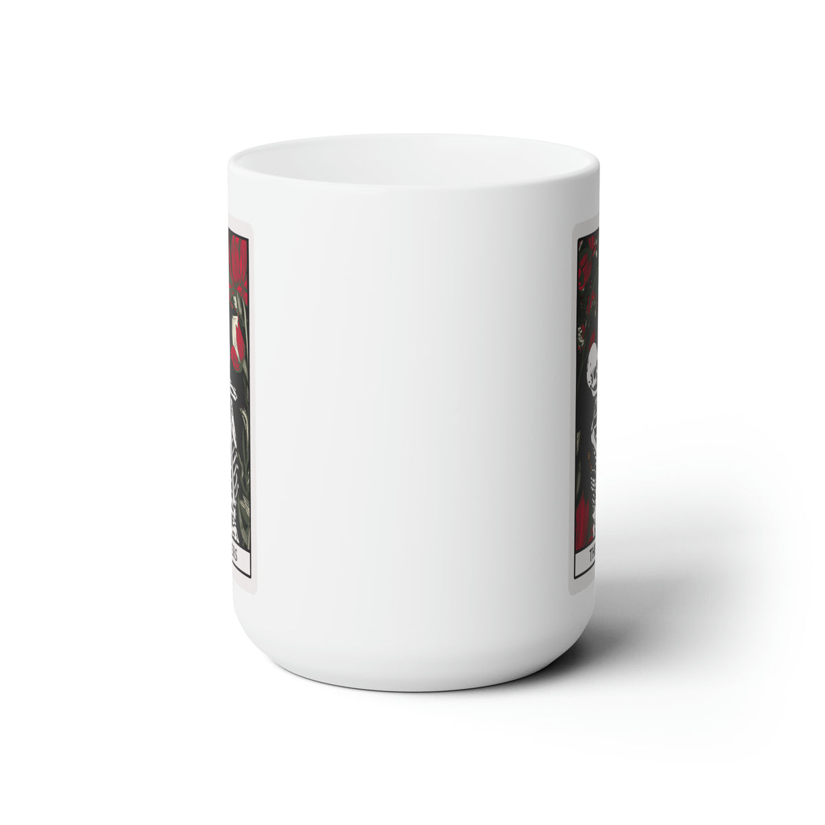 The Lovers Undead VI Tarot Card Skeleton Mug, White