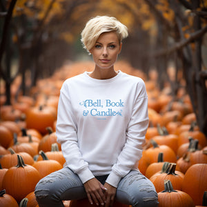 Hallmark-Inspired Good Witch Bell Book & Candle Shop Blue Logo Sweatshirt