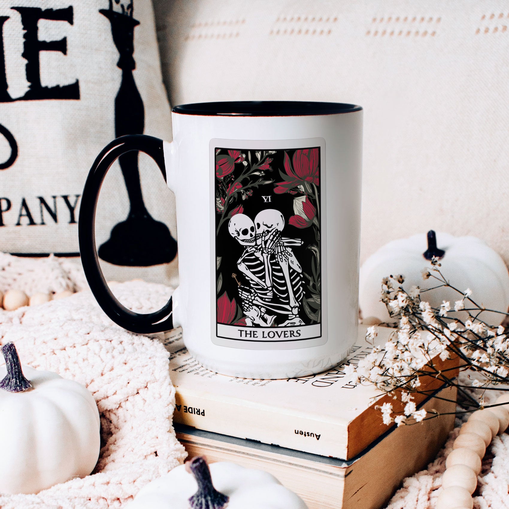 The Lovers Undead VI Tarot Card Skeleton Two-Tone Mug