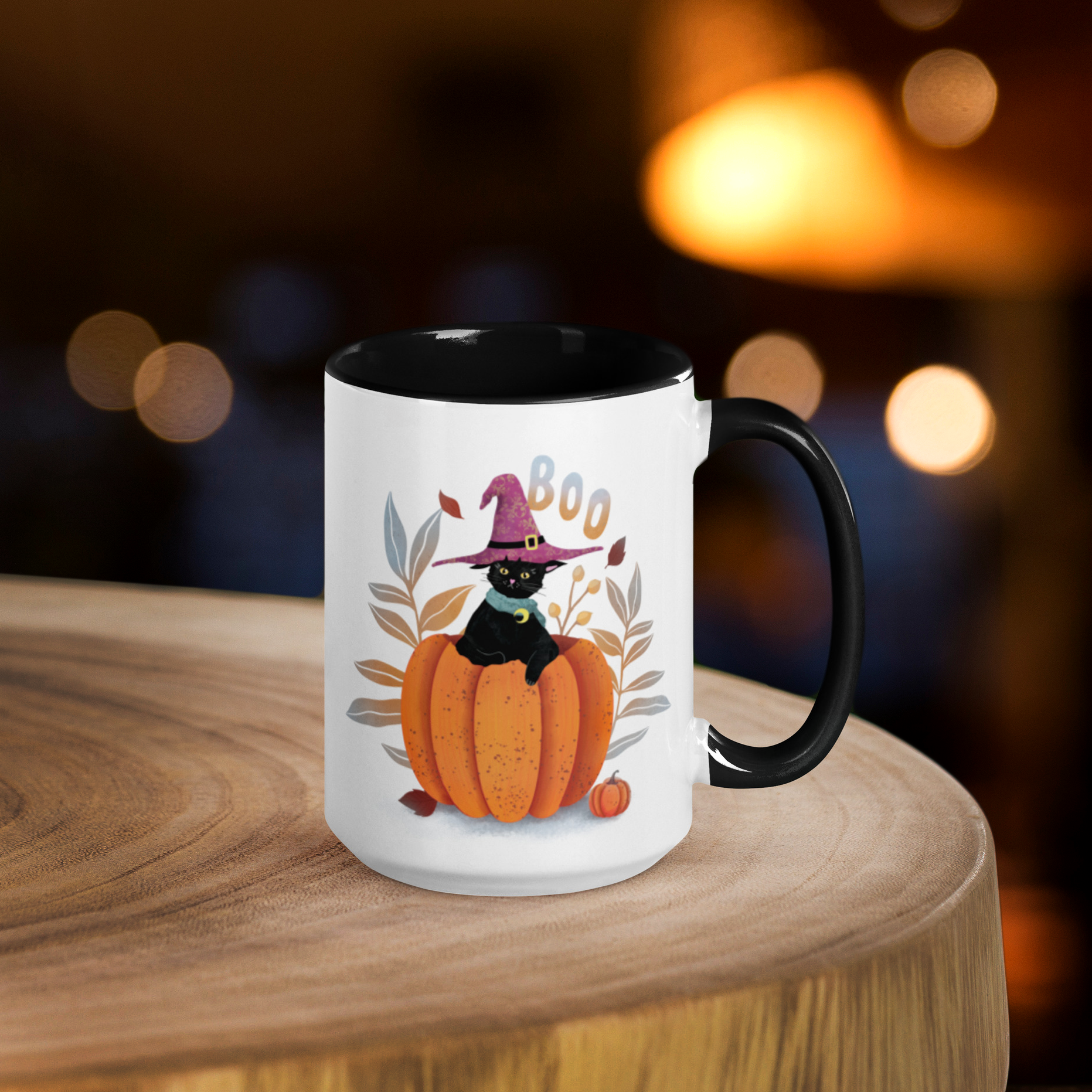 Magical Black Cat In A Pumpkin Coffee Mug