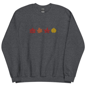 Changing Autumn Leaves Embroidered Fall Sweatshirt