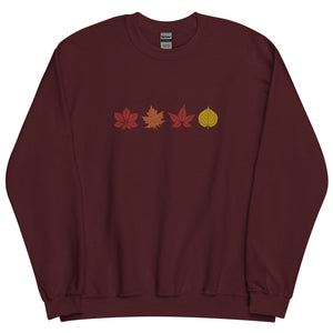 Changing Autumn Leaves Embroidered Fall Sweatshirt