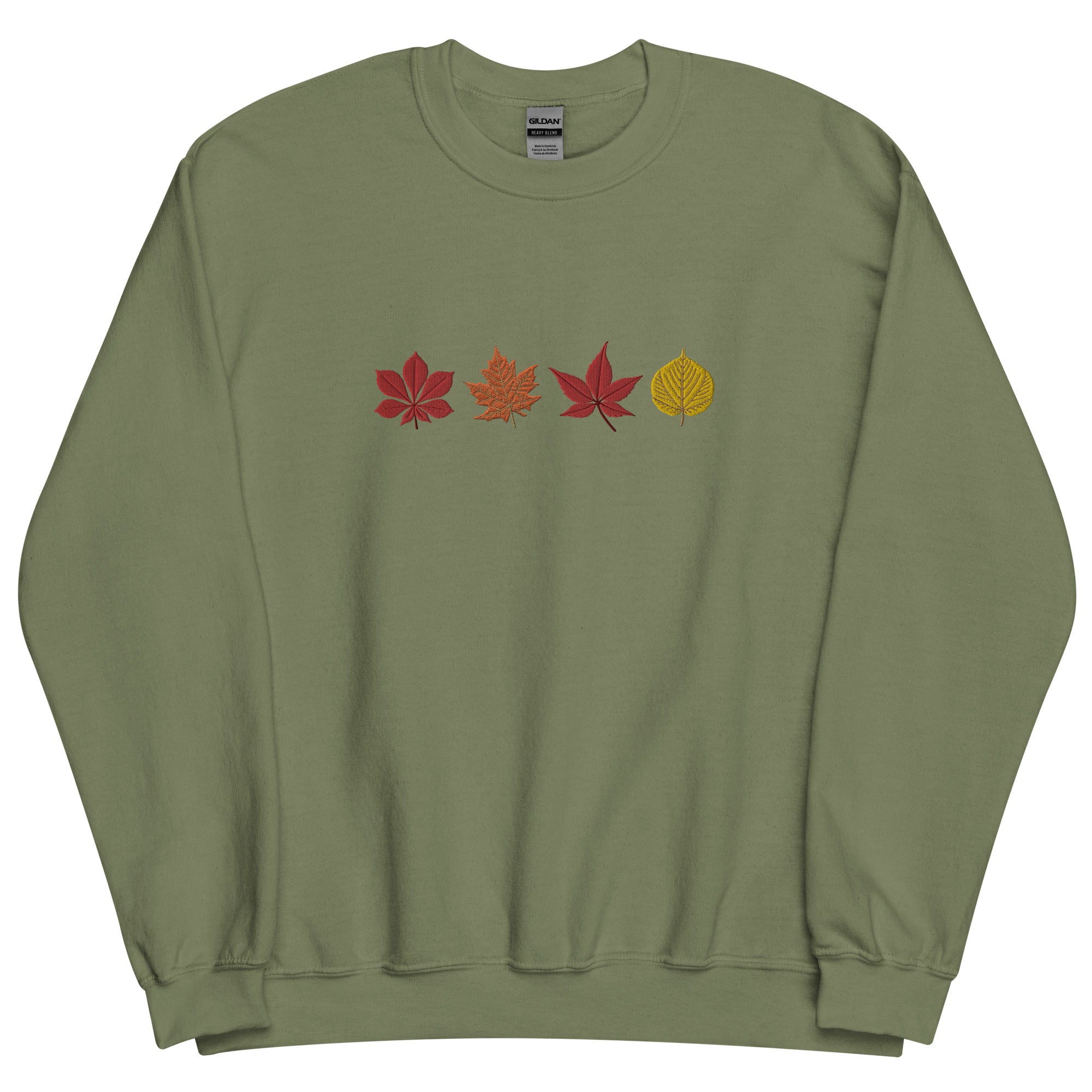 Changing Autumn Leaves Embroidered Fall Sweatshirt