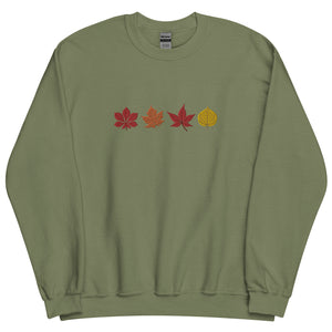 Changing Autumn Leaves Embroidered Fall Sweatshirt