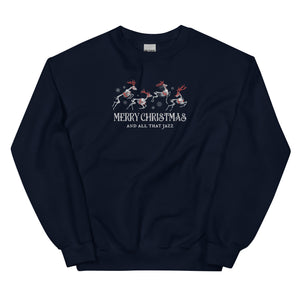 Embroidered Merry Christmas And All That Jazz Skeleton Dead Reindeer Sweatshirt