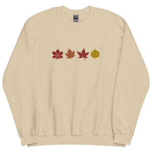 Changing Autumn Leaves Embroidered Fall Sweatshirt