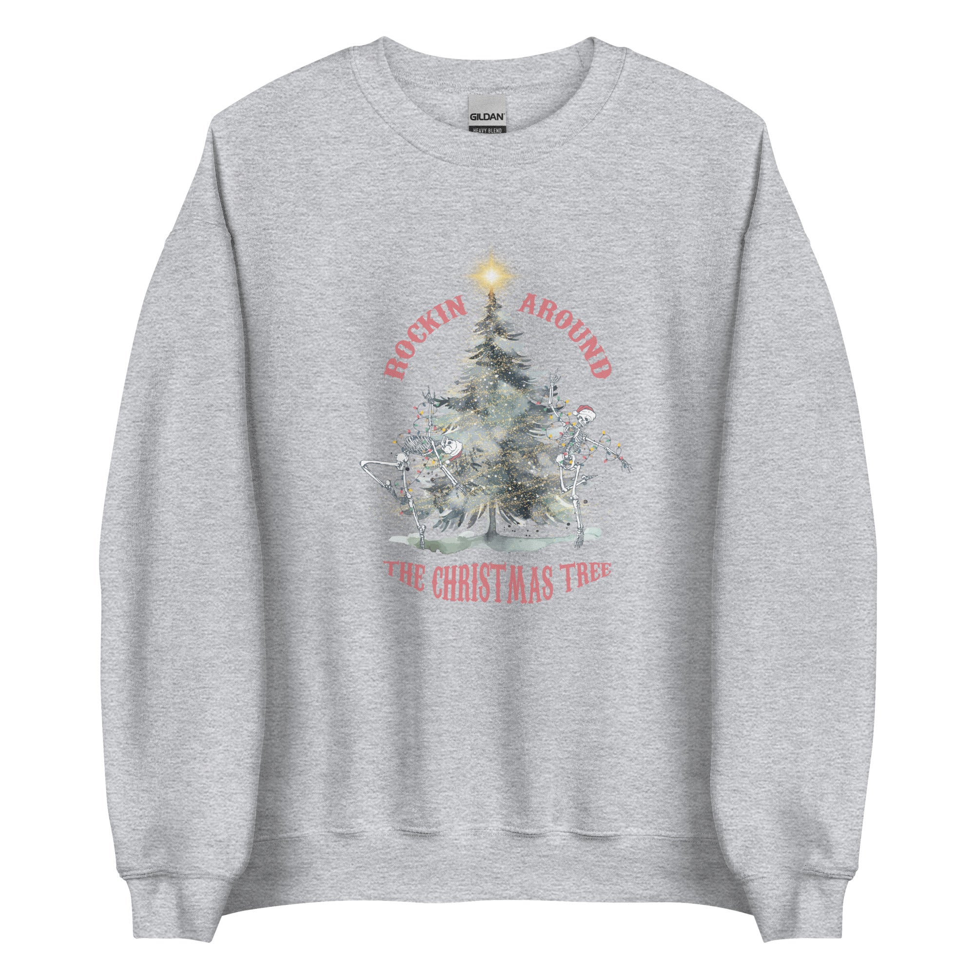 Rockin Around The Christmas Tree Dancing Skeletons Vintage Sweatshirt