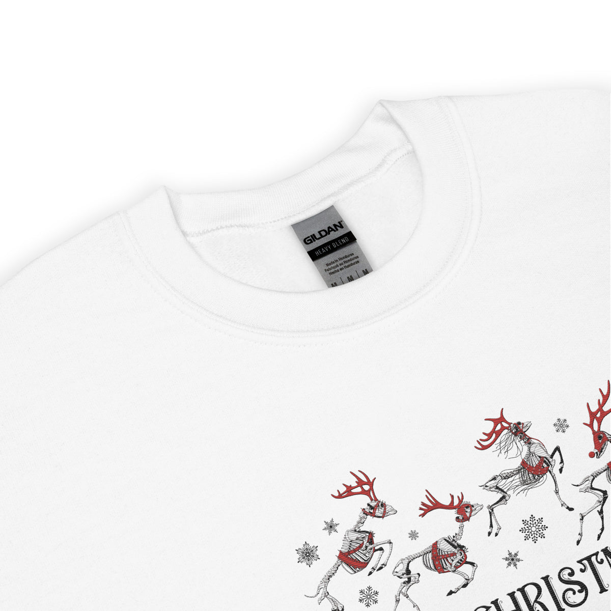 Embroidered Merry Christmas And All That Jazz Skeleton Dead Reindeer Sweatshirt