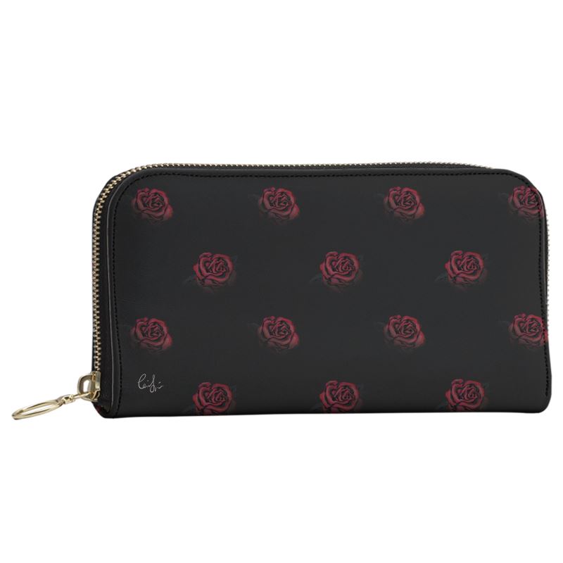 'Deep Rose' Leather Zip Purse