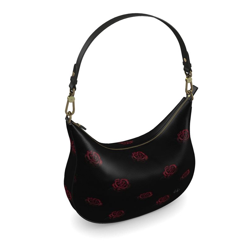 'Deep Rose' Curved Hobo Bag