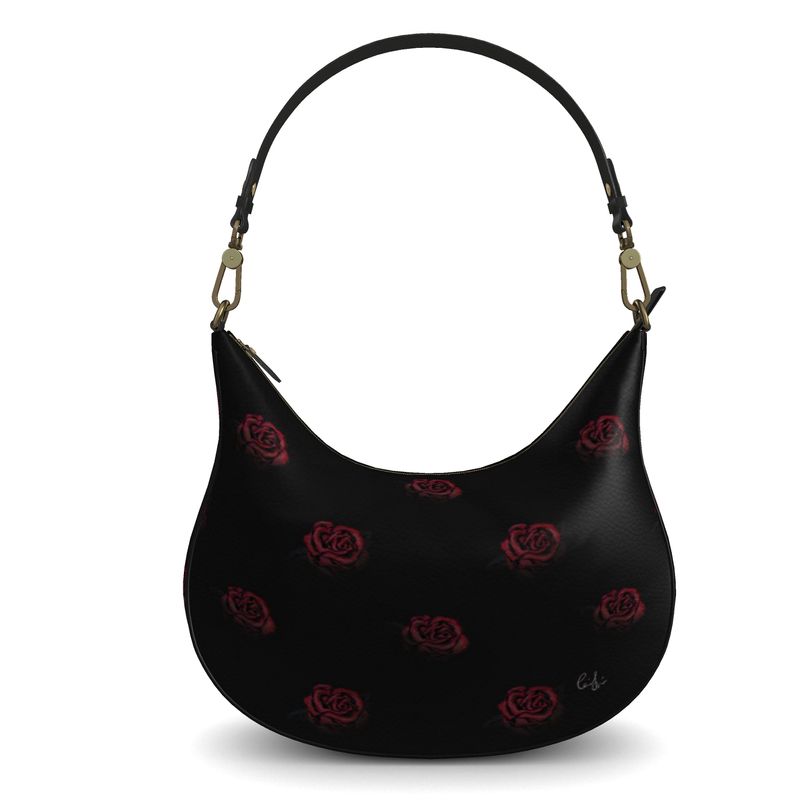 'Deep Rose' Curved Hobo Bag