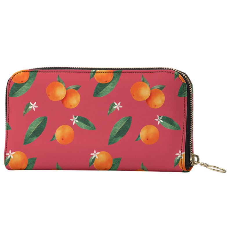 'Midsummer Orange' Leather Zip Purse