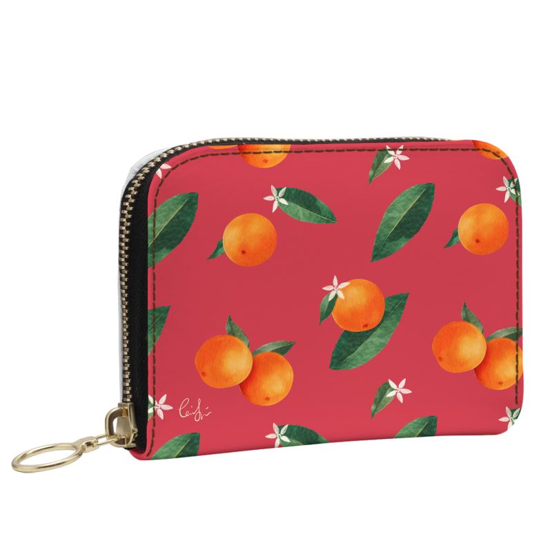 'Midsummer Orange' Leather Zip Purse - Small