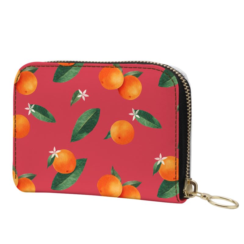 'Midsummer Orange' Leather Zip Purse - Small